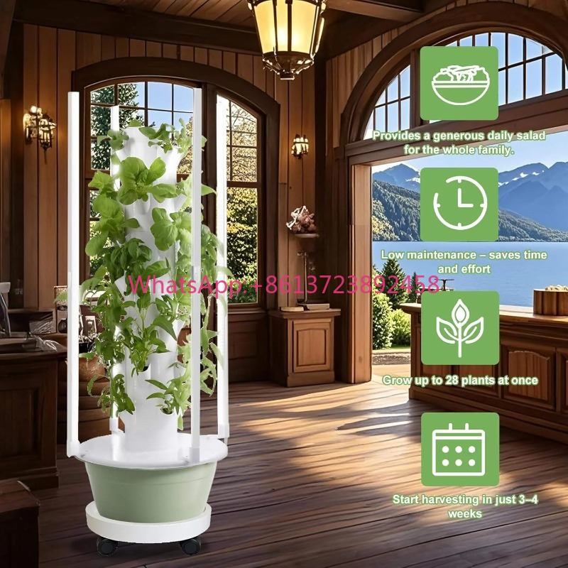 Hydroponic Tower Planter - Hydroponisch kweeksetsysteem met 4 LED-kweeklampen, hydroponische